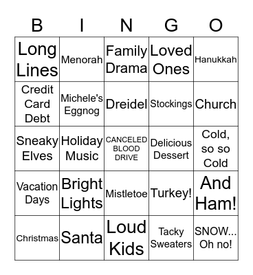 HOLIDAY 2014 BINGO Card