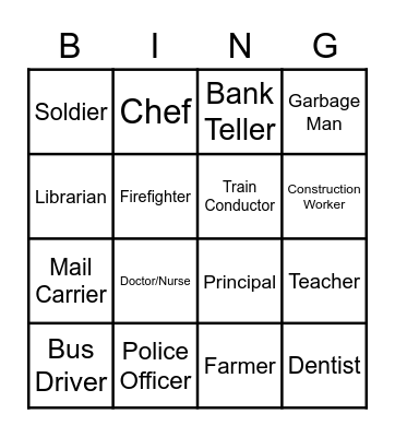 Community Helpers Bingo Card