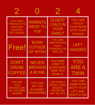 FRESHMAN HUMAN BINGO Card