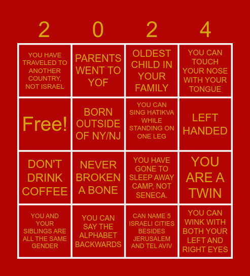 FRESHMAN HUMAN BINGO Card