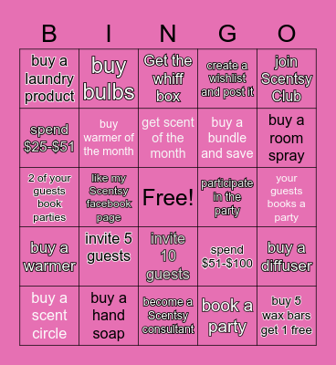 Scentsy Bingo Card