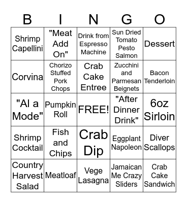 11/28 - 11/29 Bingo Card