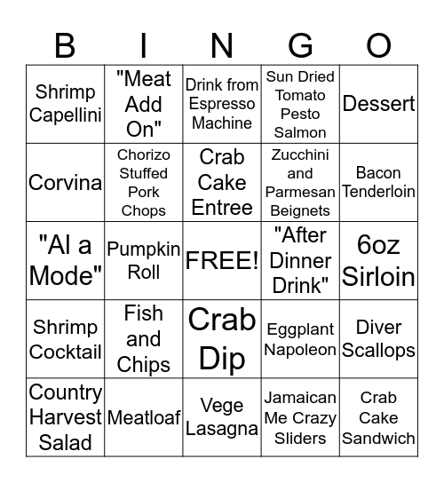 11/28 - 11/29 Bingo Card