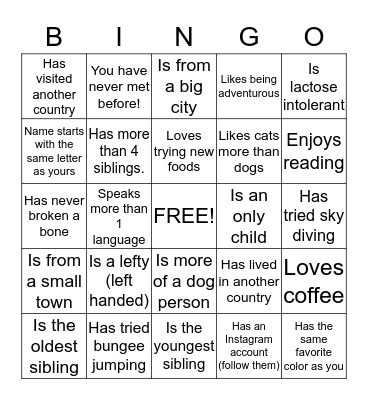 Find someone who... Bingo Card