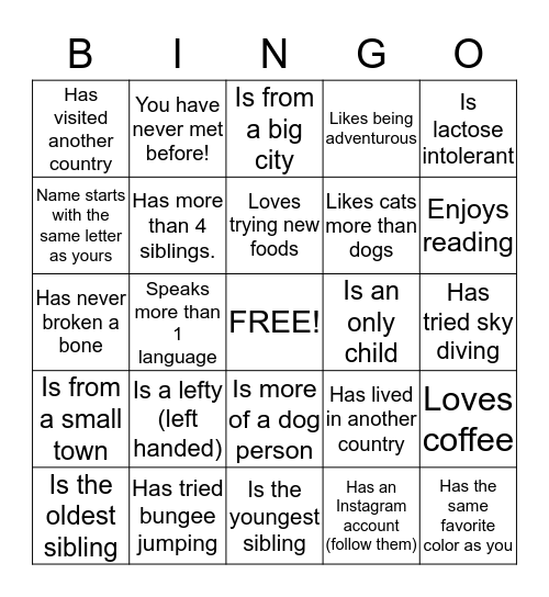 Find someone who... Bingo Card