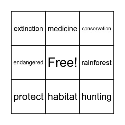 nature and the world Bingo Card