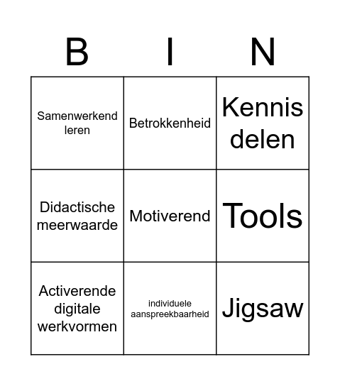 Activerende digitale werkvormen Bingo Card