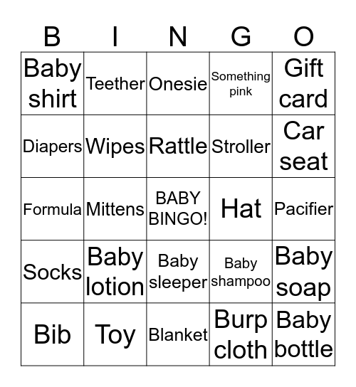 Claudine's Baby Shower Bingo Card