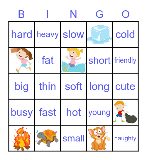 Przymiotniki Bingo Card