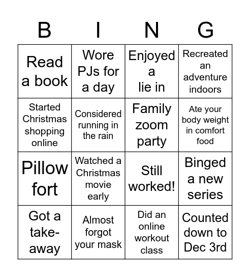 Second Lockdown Bingo Card