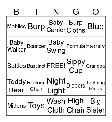 Baby Bingo Card