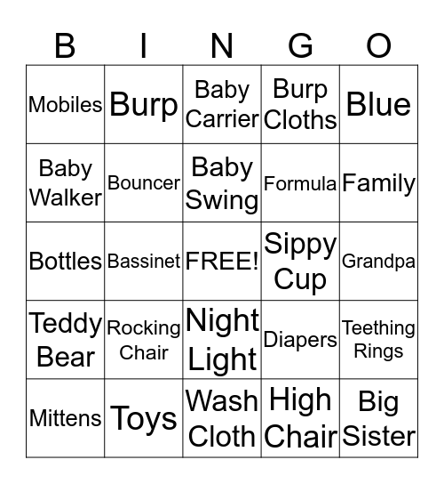 Baby Bingo Card