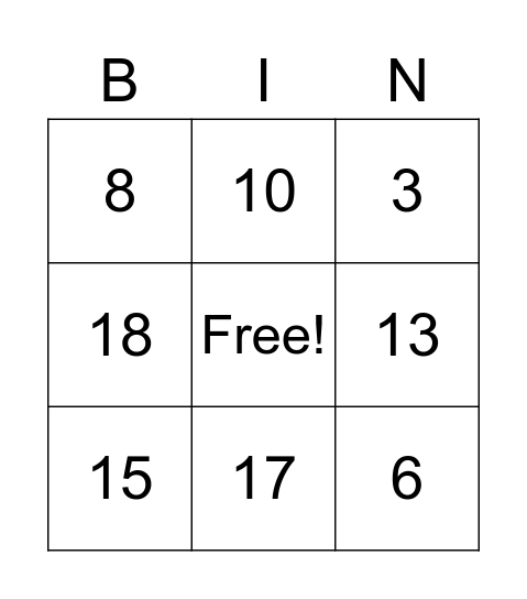 Spanish Numbers Bingo Card