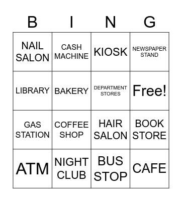 NEIGHBORHOOD PLACES Bingo Card