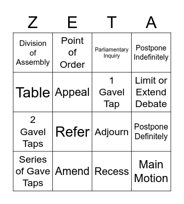 Parli-Pro Bingo Card