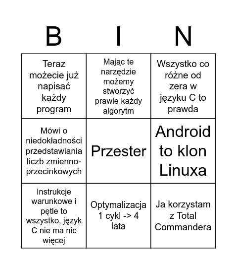 Algorytmy i struktury danych Bingo Card