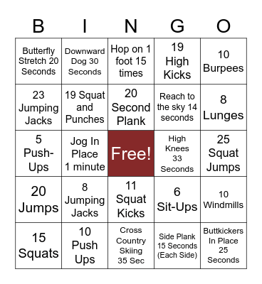 FITNESS BINGO Card