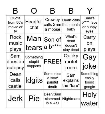 Supernatural bingo Card