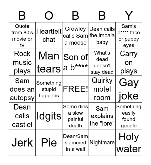 Supernatural bingo Card