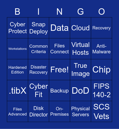 Acronis SCS Bingo Card