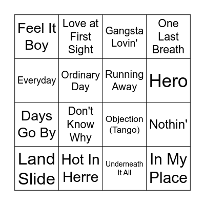 Now 11 Bingo Card