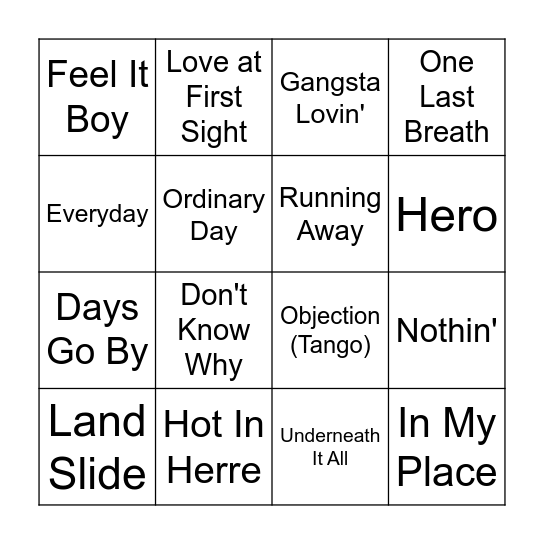 Now 11 Bingo Card