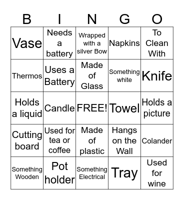 Bridal Bingo Card