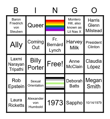 Zeller Celebrates LGBTQ History Month Bingo Card