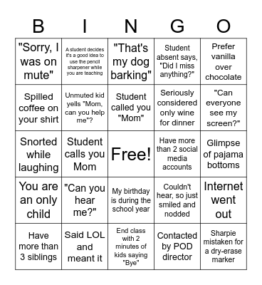 Survive and Thrive! Bingo Card