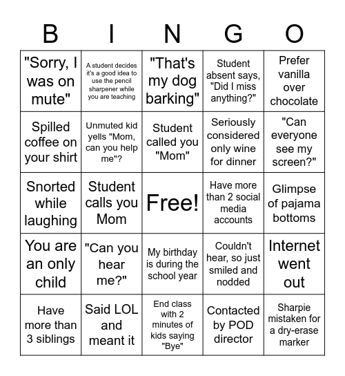 Survive and Thrive! Bingo Card