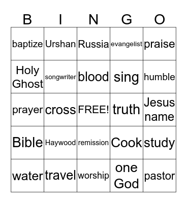 Church History Bingo Card