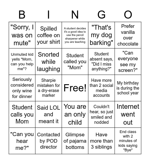 Survive and Thrive! Bingo Card