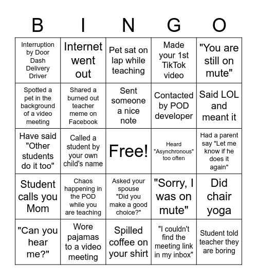 Survive and Thrive! Bingo Card