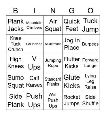 PE Bingo Card