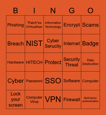 Cyber Security Day Bingo Card