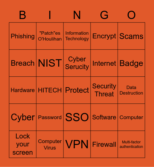 Cyber Security Day Bingo Card