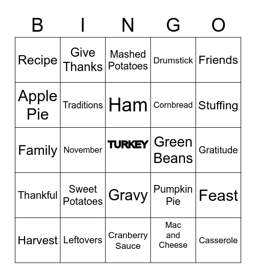 TURKEY Bingo Card