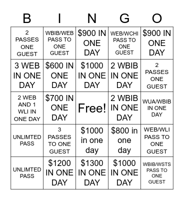 Wax Pass Bingo! Bingo Card