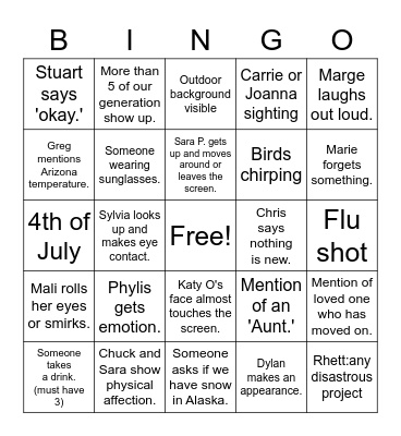 Omdal Zoom Bingo Card