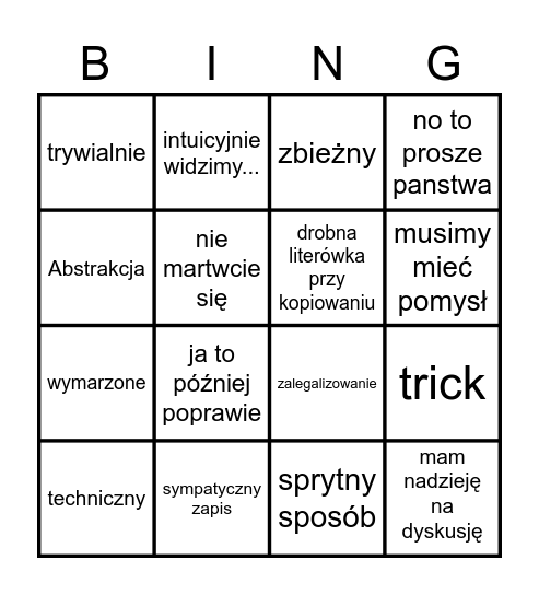 analiza bingo Card