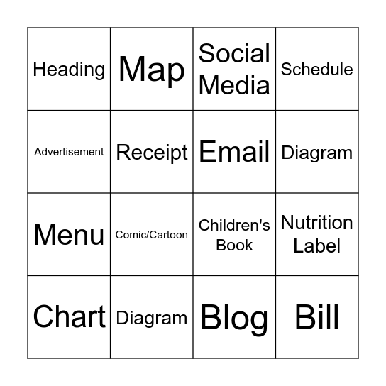 Multimodal Bingo Card