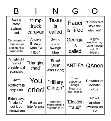Election Day 2020 Bingo Card