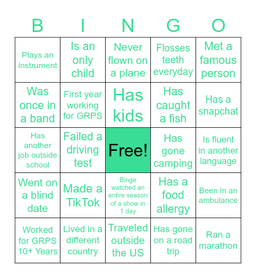 BINGO with BEVERAGES Bingo Card