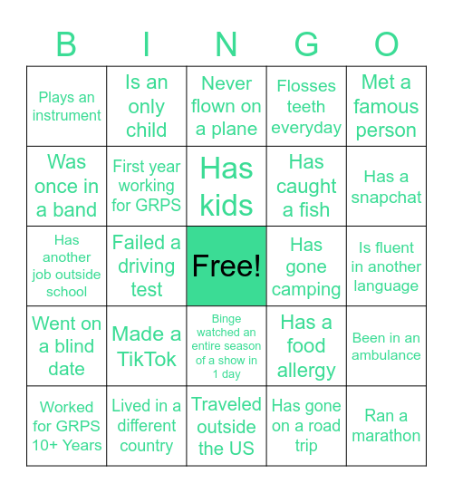 BINGO with BEVERAGES Bingo Card