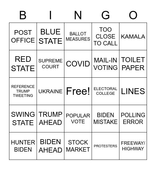 2020 ELECTION Bingo Card