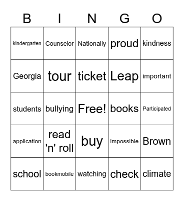 Bookmobile Bingo Card