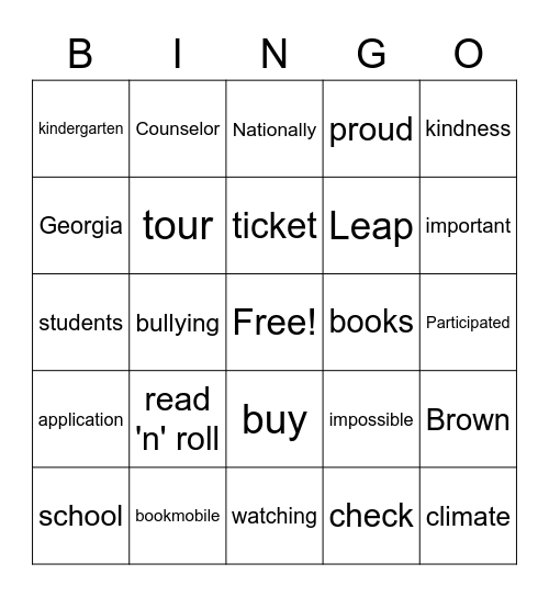 Bookmobile Bingo Card