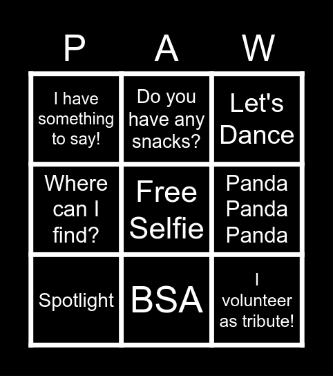 Student Center East Bingo Card