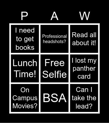 Student Center East Bingo Card