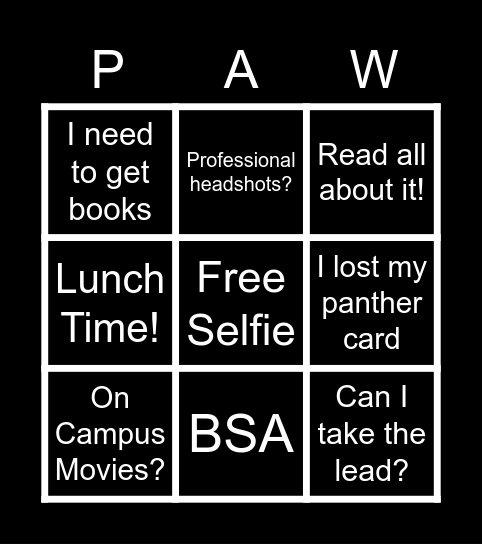 Student Center East Bingo Card